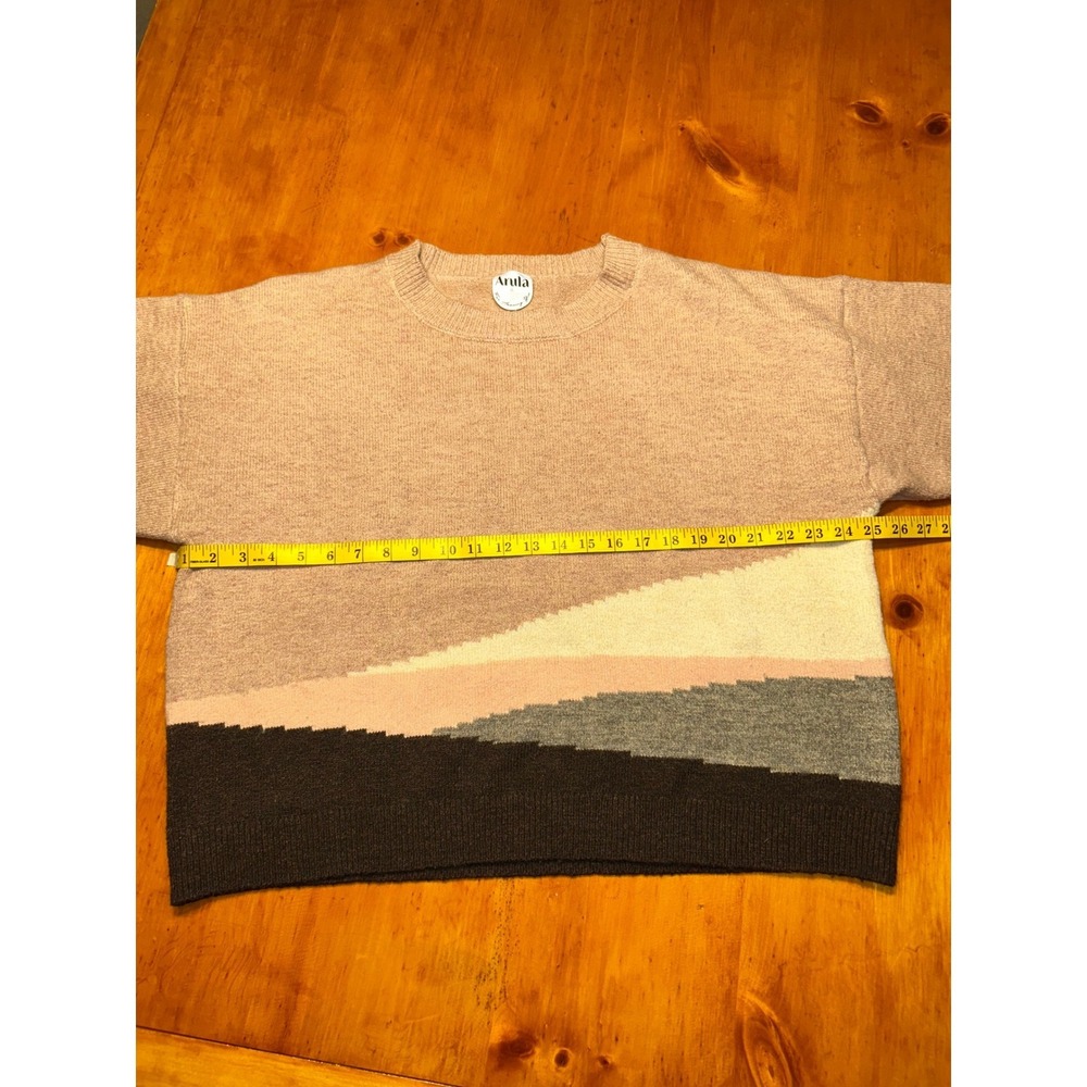 Arula Colorblock Landscape Knit Sweater Boho Southwestern Cottagecore 90s Vtg - Picture 5 of 9